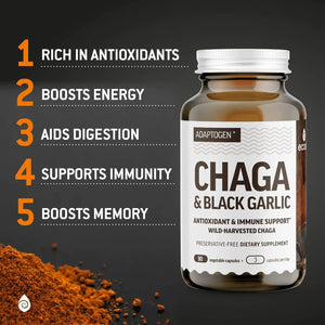 ECOSH - Ecosh Real Wild Chaga Mushroom & Aged Black Garlic Powder 90 Capsulas - The Red Vitamin MX - Suplementos Alimenticios - {{ shop.shopifyCountryName }}