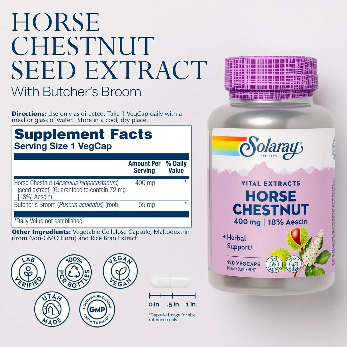 SOLARAY - Solaray Horse Chestnut Seed Extract 400Mg. 120 Capsulas - The Red Vitamin MX - Suplementos Alimenticios - {{ shop.shopifyCountryName }}