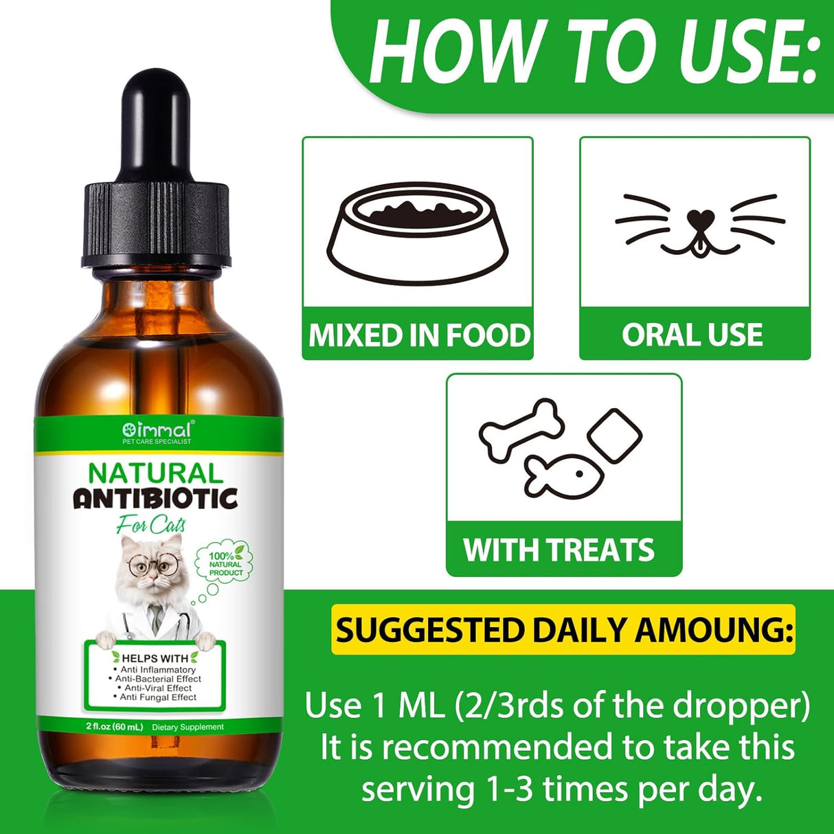 Oimmal Cat Natural Antibiotics 2 Fl.Oz.