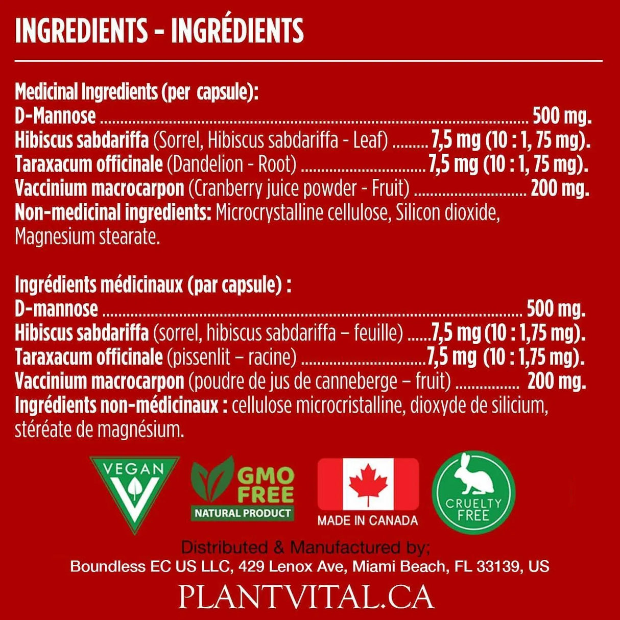 PLANT VITAL - Plantvital D Mannose 120 Capsulas 2 Pack - The Red Vitamin MX - Suplementos Alimenticios - {{ shop.shopifyCountryName }}