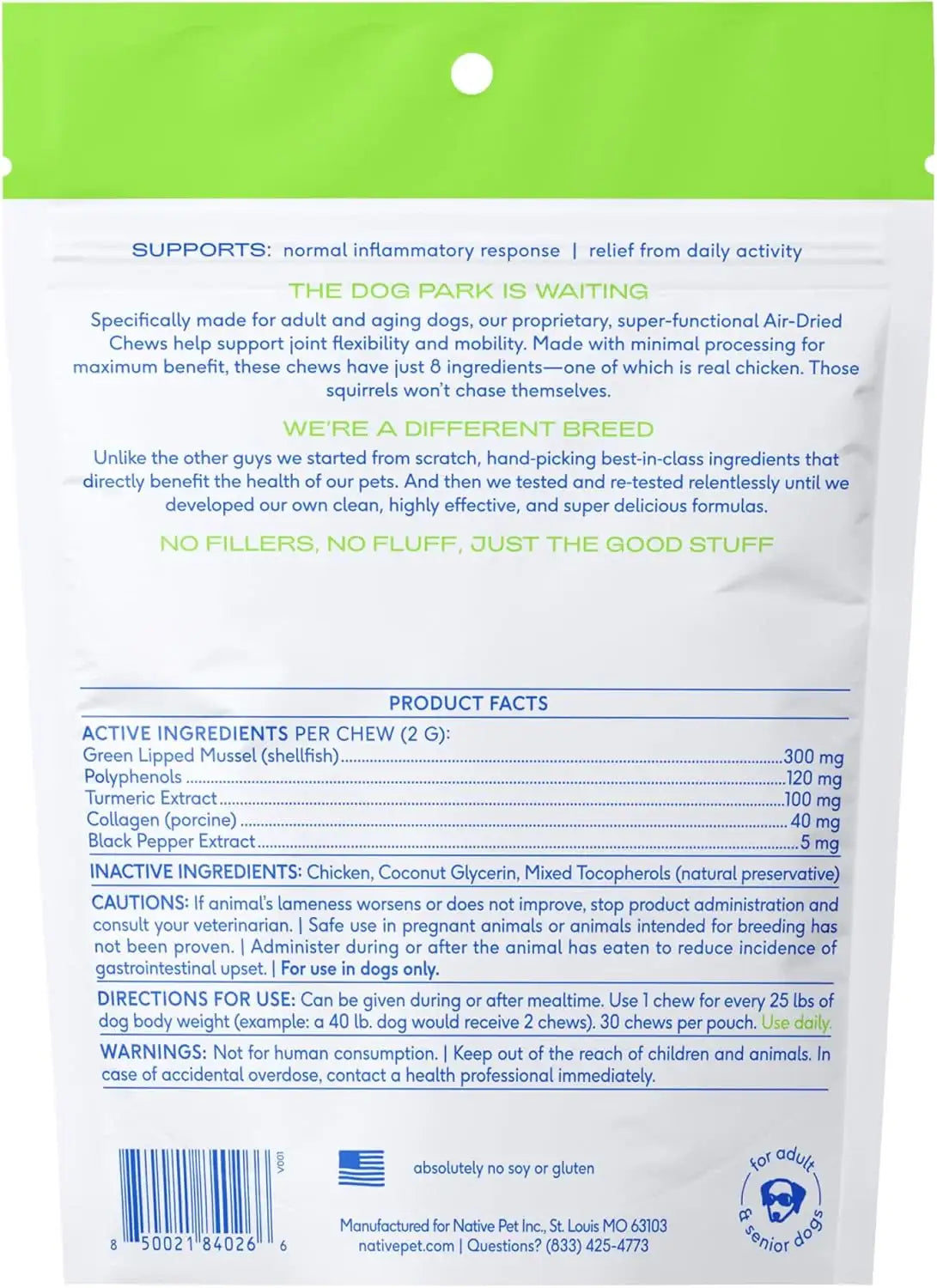 NATIVE PET - Native Pet Pain Relief for Dogs Joint Health 60 Masticables - The Red Vitamin MX - Cuidado De Cadera Y Articulaciones Para Perros - {{ shop.shopifyCountryName }}