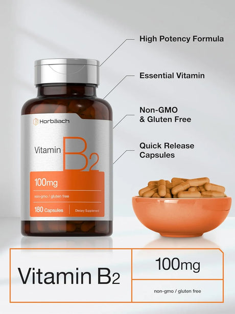 HORBAACH - Horbaach Vitamin B-2 100Mg. 180 Capsulas - The Red Vitamin MX - Suplementos Alimenticios - {{ shop.shopifyCountryName }}