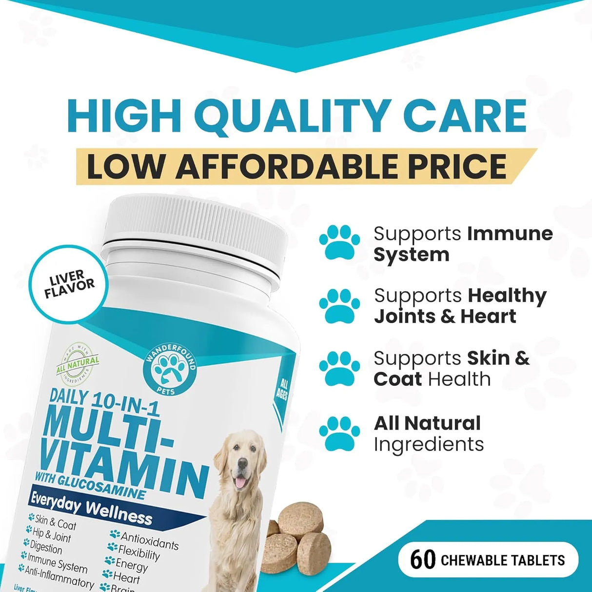 WANDERFOUND PETS - Wanderfound Pets 10-in-1 Dog Multivitamin 60 Tabletas Masticables - The Red Vitamin MX - Multivitamínicos Para Perros - {{ shop.shopifyCountryName }}