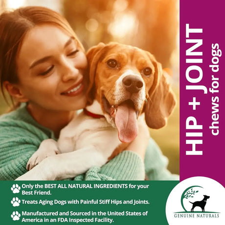 GENUINE NATURALS - Genuine Naturals Hip and Joint Supplement for Dogs 120 Masticables - The Red Vitamin MX - Cuidado De Cadera Y Articulaciones Para Perros - {{ shop.shopifyCountryName }}
