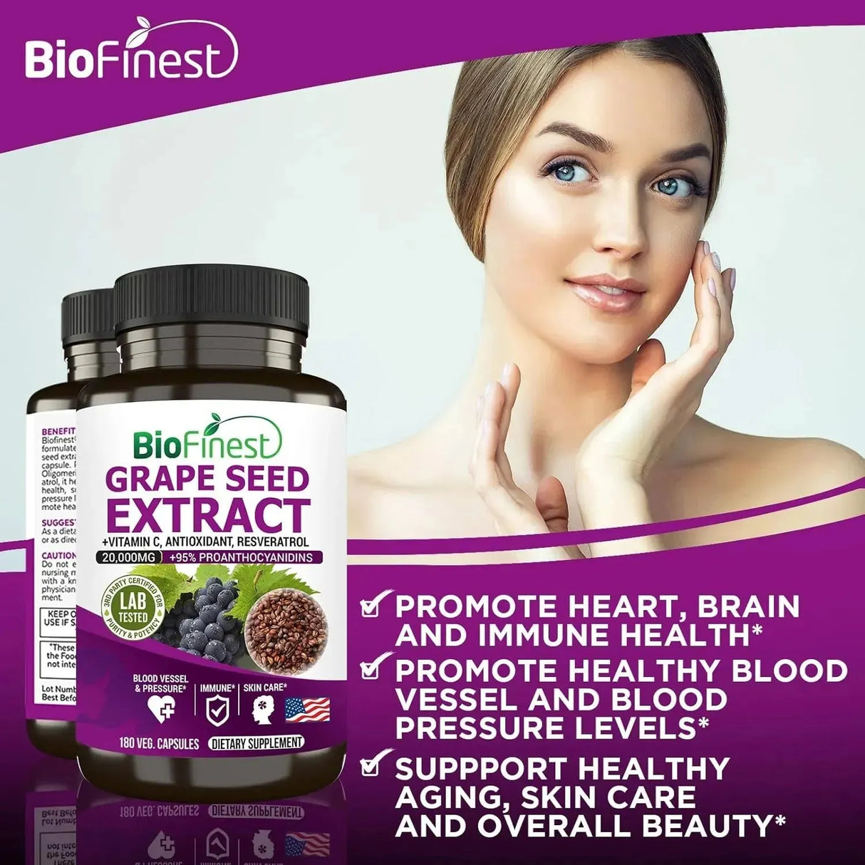 BIOFINEST - BioFinest Grape Seed 20000Mg. 180 Capsulas - The Red Vitamin MX - Suplementos Alimenticios - {{ shop.shopifyCountryName }}