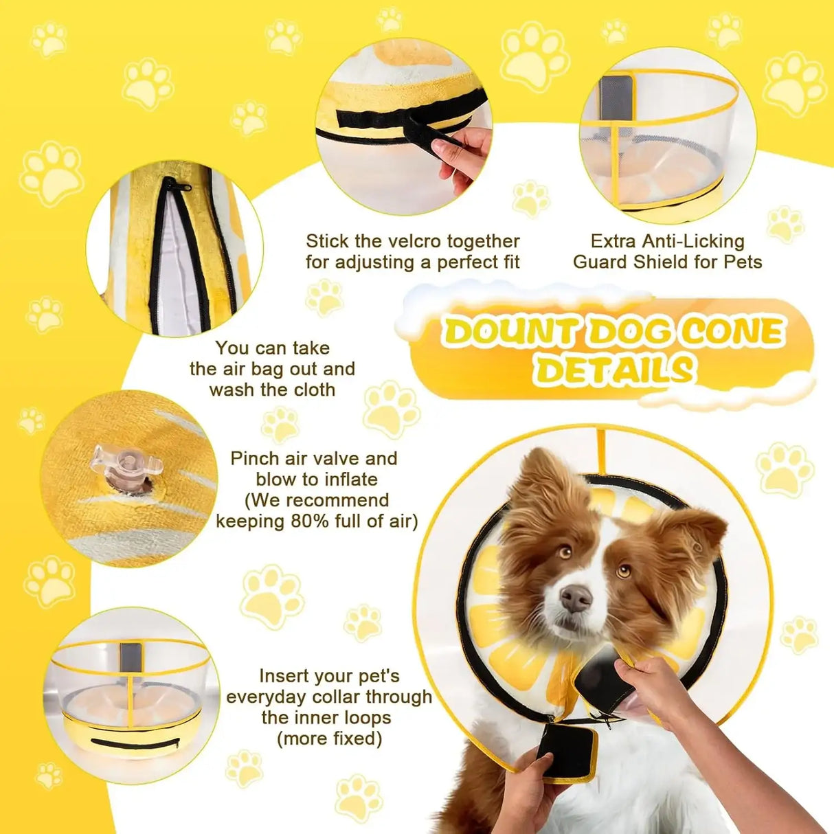 CNEO - Cneo Inflatable Dog Cone Collar with Detachable Enhanced Anti-Licking Shield LEMON LARGE - The Red Vitamin MX - Collares y Conos De Recuperación Para Perros - {{ shop.shopifyCountryName }}