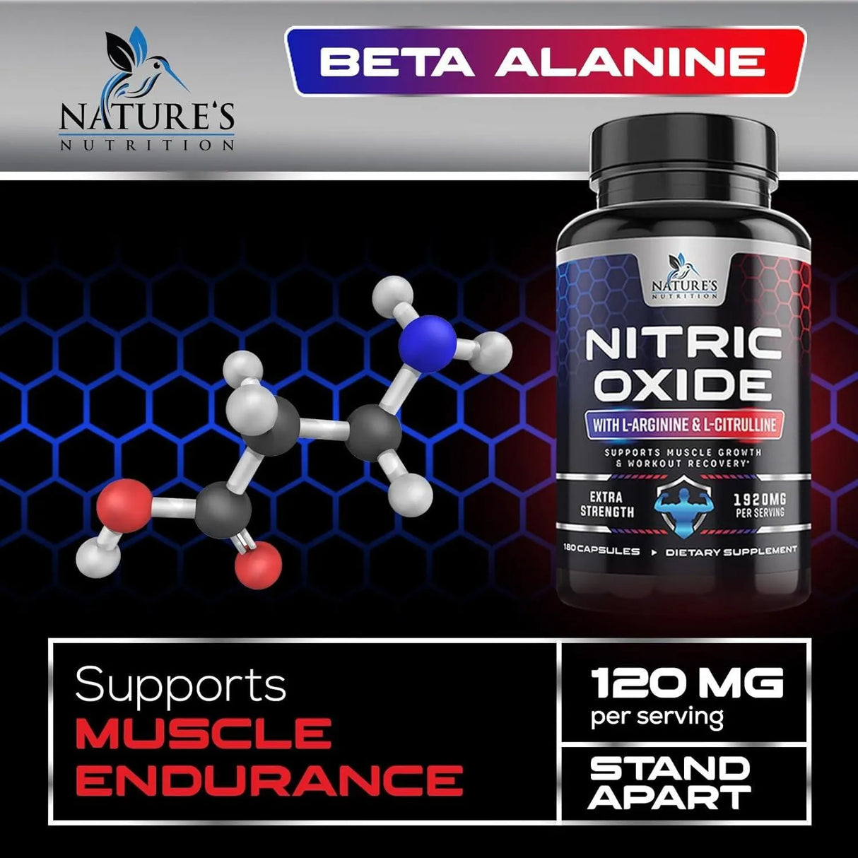 NATURE'S NUTRITION - Nature's Nutrition Extra Strength Nitric Oxide 180 Capsulas - The Red Vitamin MX - Suplementos Alimenticios - {{ shop.shopifyCountryName }}