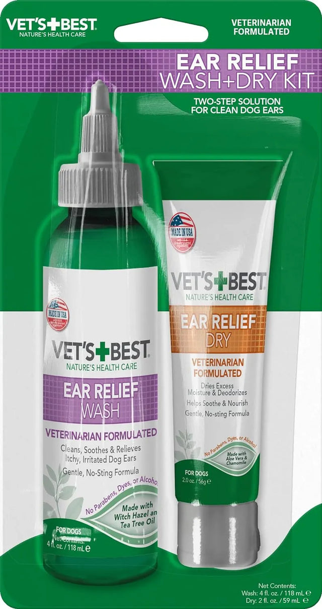 VET'S BEST - Vet's Best Dog Ear Cleaner Kit Wash & Dry Treatment - The Red Vitamin MX - Cuidado Del Oído De Perros - {{ shop.shopifyCountryName }}