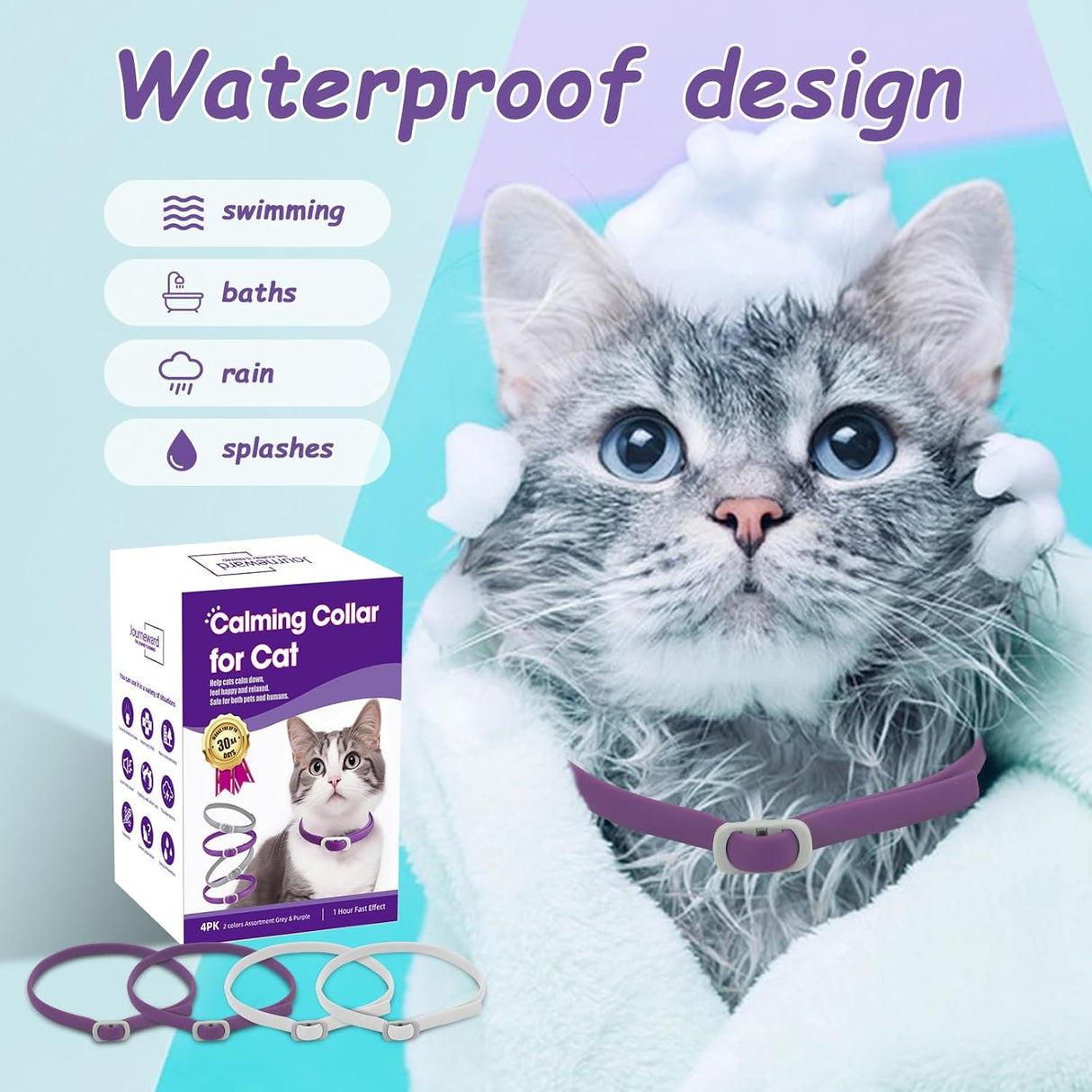 JOURNEWARD Calming Collar for Cats 4 Pack