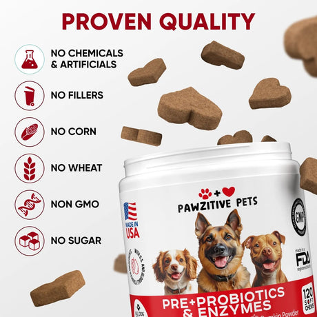 PAWZITIVE PETS - Pawzitive Pets Probiotics for Dogs Digestive Health 120 Masticables - The Red Vitamin MX - Probióticos Para Perros - {{ shop.shopifyCountryName }}