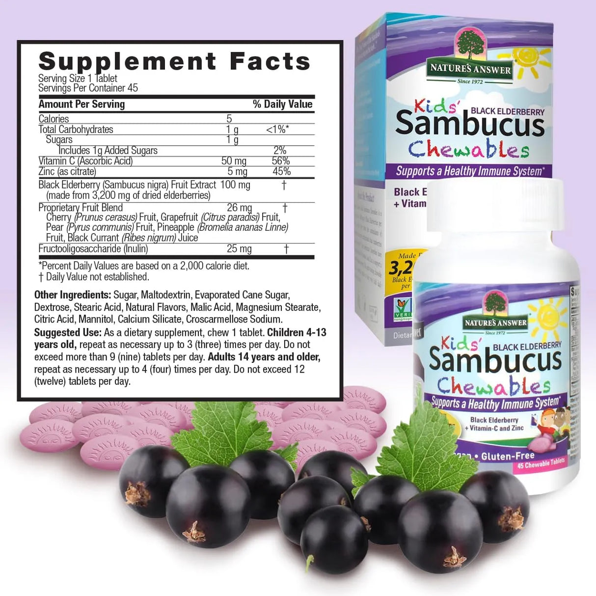 NATURE´S ANSWER - Nature's Answer Kids Sambucus Chewables Black Elderberry with Vitamin C and Zinc 45 Tabletas Masticables - The Red Vitamin MX - Suplementos Alimenticios - {{ shop.shopifyCountryName }}