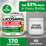 YUMA'S Glucosamine for Dogs Hip and Joint Supplement 170 Masticables 2 Pack