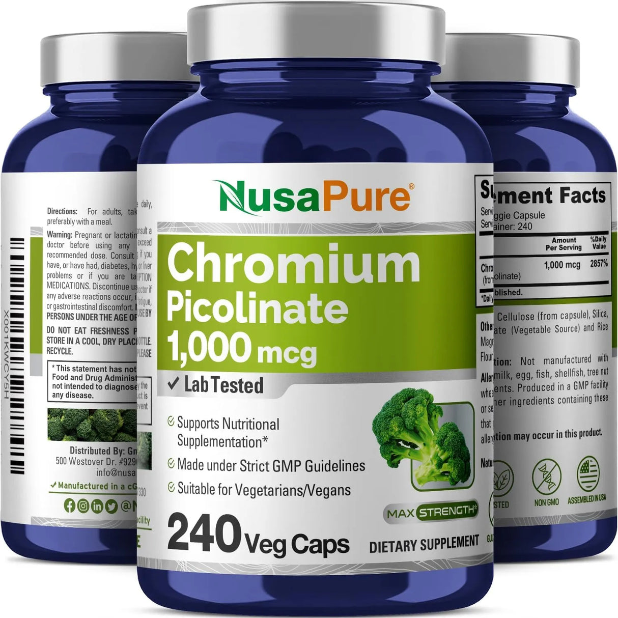 NUSAPURE - NusaPure Chromium Picolinate 1000mcg 240 Capsulas - The Red Vitamin MX - Suplementos Alimenticios - {{ shop.shopifyCountryName }}