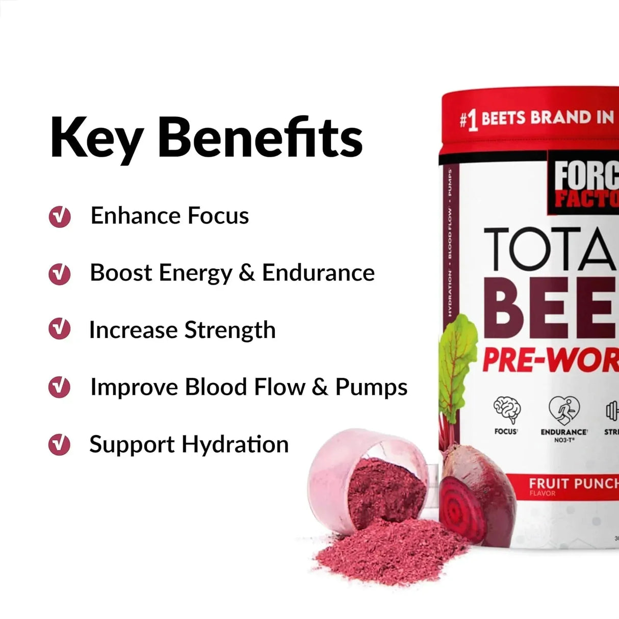 FORCE FACTOR - FORCE FACTOR Total Beets Pre-Workout Powder Fruit Punch 30 Servicios 354Gr. - The Red Vitamin MX - Suplementos Alimenticios - {{ shop.shopifyCountryName }}