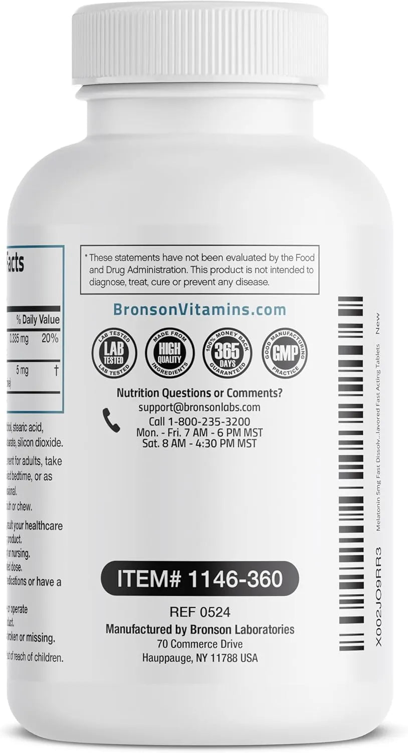 BRONSON - Bronson Melatonin 5Mg. Fast Dissolve Peppermint Tablets 360 Tabletas - The Red Vitamin MX - Suplementos Alimenticios - {{ shop.shopifyCountryName }}