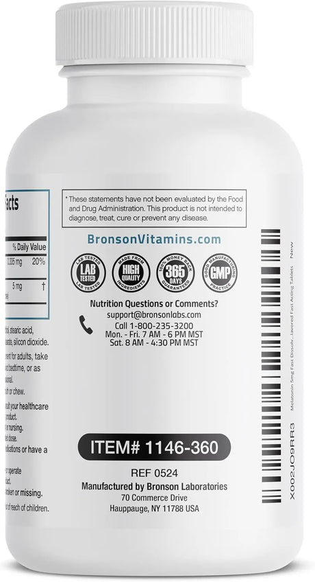 BRONSON - Bronson Melatonin 5Mg. Fast Dissolve Peppermint Tablets 360 Tabletas - The Red Vitamin MX - Suplementos Alimenticios - {{ shop.shopifyCountryName }}