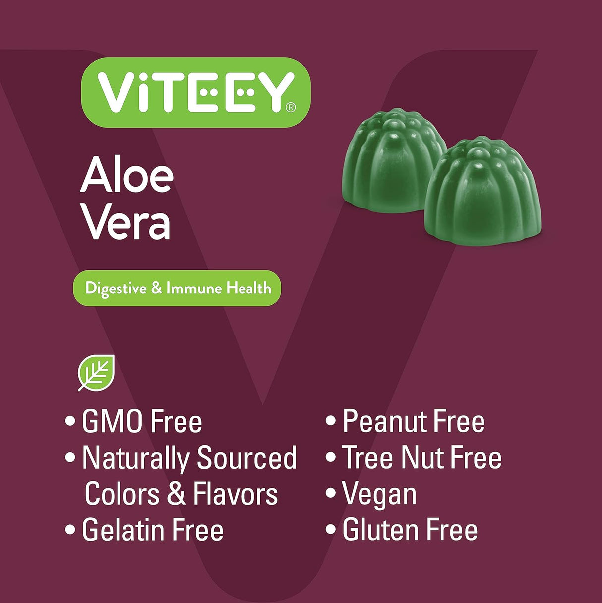 Viteey Aloe Vera Supplement Gummies 50Mg. 60 Gomitas 2 Pack