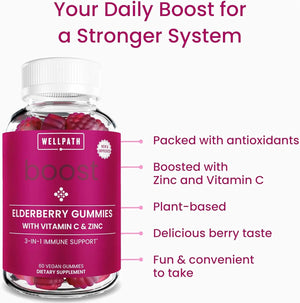 WELLPATH - WellPath Boost Elderberry Gummies with Zinc & Vitamin C 60 Gomitas - The Red Vitamin MX - Suplementos Alimenticios - {{ shop.shopifyCountryName }}