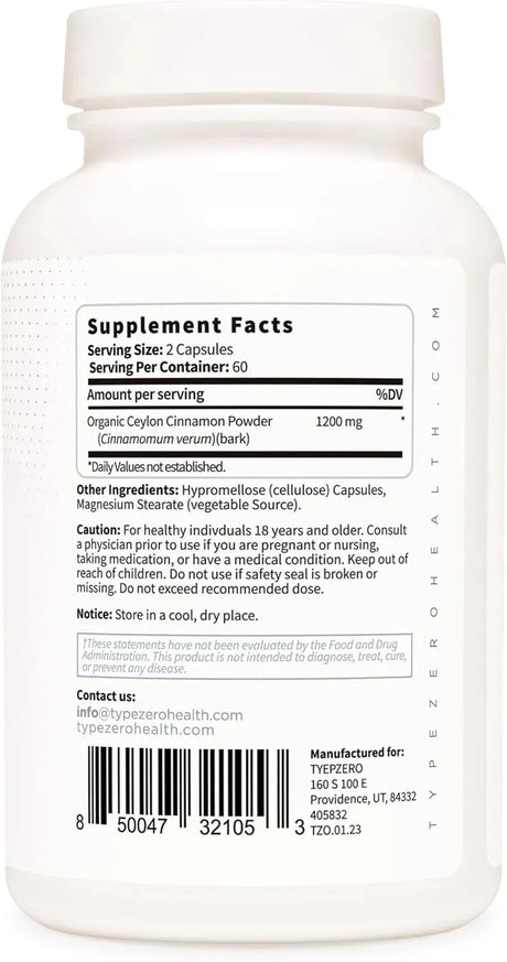 TYPE ZERO - Type Zero Ceylon Cinnamon 1200Mg. 120 Capsulas - The Red Vitamin MX - Suplementos Alimenticios - {{ shop.shopifyCountryName }}