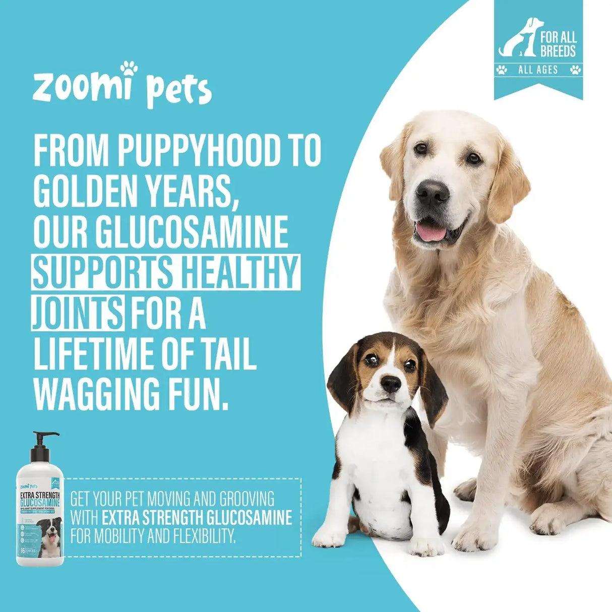 ZOOMI PETS - Zoomi Pets Liquid Glucosamine for Dogs 16 Fl.Oz. - The Red Vitamin MX - Cuidado De Cadera Y Articulaciones Para Perros - {{ shop.shopifyCountryName }}