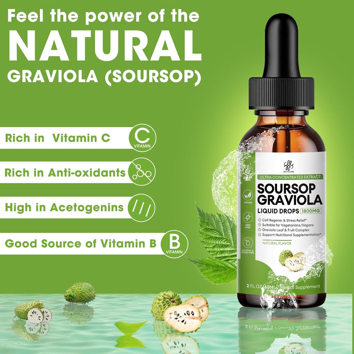 iMATCHME Soursop Graviola Liquid Drops 2 Fl.Oz.