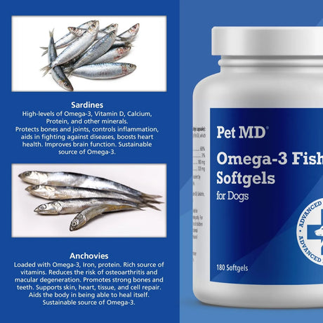 PET MD - Pet MD Omega 3 Fish Oil 180 Capsulas Blandas - The Red Vitamin MX - Aceite De Pescado Para Perros - {{ shop.shopifyCountryName }}