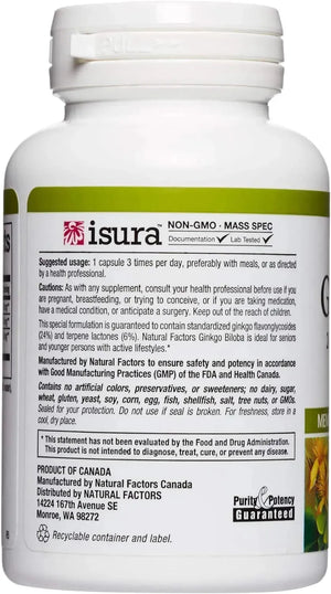 NATURAL FACTORS - HerbalFactors by Natural Factors Ginkgo Biloba 60 Capsulas - The Red Vitamin MX - Suplementos Alimenticios - {{ shop.shopifyCountryName }}