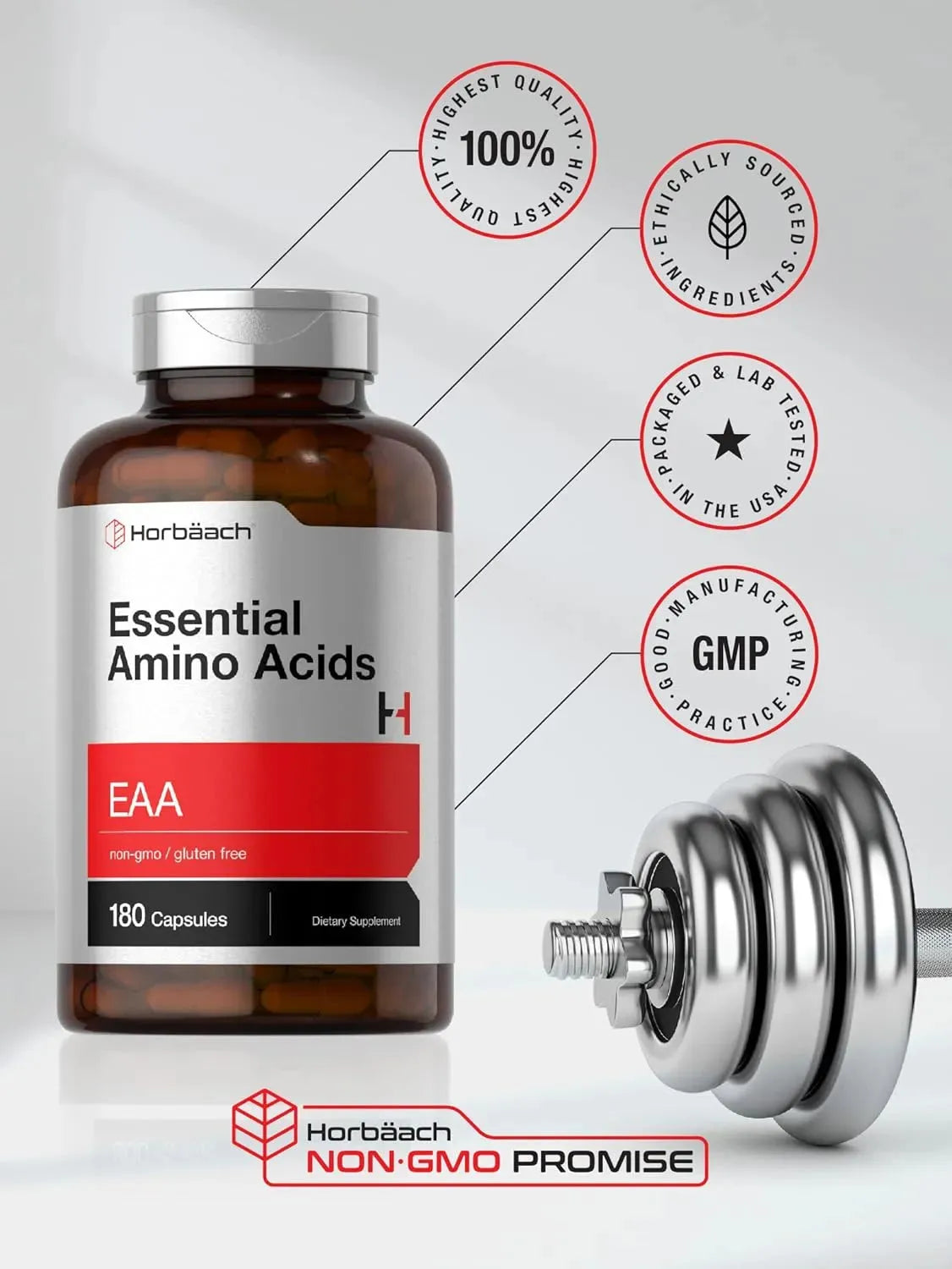 HORBAACH - Horbaach Essential Amino Acids 180 Capsulas - The Red Vitamin MX - Suplementos Alimenticios - {{ shop.shopifyCountryName }}