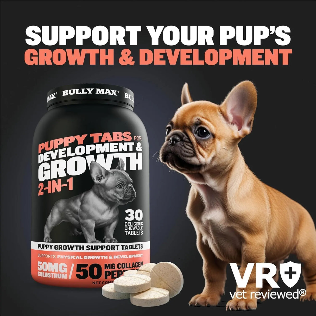 BULLY MAX - Bully Max 2-in-1 Puppy Vitamins 30 Tabletas Masticables 2 Pack - The Red Vitamin MX - Multivitamínicos Para Perros - {{ shop.shopifyCountryName }}