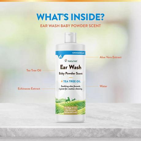 NATURVET - NaturVet Ear Wash w/Tea Tree Oil 16 Fl.Oz. - The Red Vitamin MX - Cuidado Del Oído De Perros - {{ shop.shopifyCountryName }}