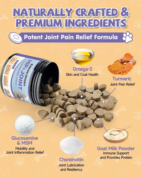 EAGOU DIARY - Eagou Diary Hip and Joint Supplement for Dogs 120 Masticables - The Red Vitamin MX - Cuidado De Cadera Y Articulaciones Para Perros - {{ shop.shopifyCountryName }}