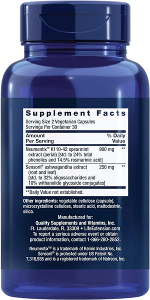 LIFE EXTENSION - Life Extension Ashwagandha Plus Calm & Focus 60 Capsulas - The Red Vitamin MX - Suplementos Alimenticios - {{ shop.shopifyCountryName }}