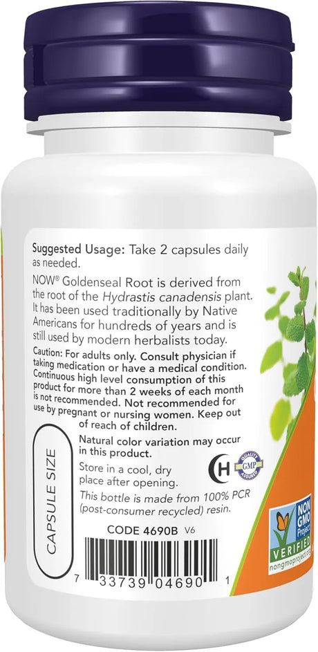 NOW SUPPLEMENTS - NOW Supplements Goldenseal Root 500Mg. 50 Capsulas - The Red Vitamin MX - Suplementos Alimenticios - {{ shop.shopifyCountryName }}