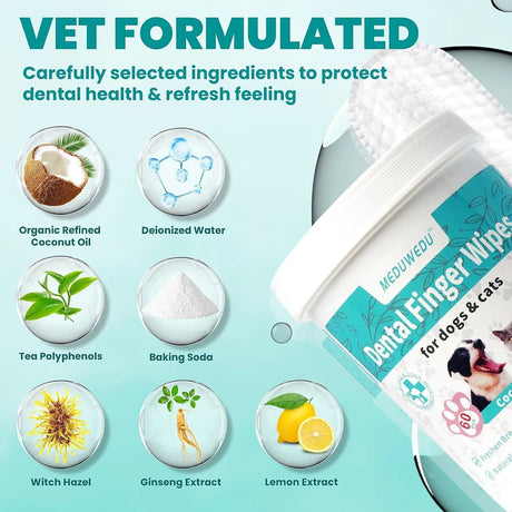 MEDUWEDU - MEDUWEDU Dental Care Finger Wipes Coconut Scent 60 Toallitas 2 Pack - The Red Vitamin MX - Cuidado Dental Para Perros - {{ shop.shopifyCountryName }}
