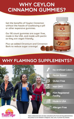 FLAMINGO SUPPLEMENTS - Flamingo Supplements Sugar Free Ceylon Cinnamon Gummies 2000Mg. 90 Gomitas - The Red Vitamin MX - Suplementos Alimenticios - {{ shop.shopifyCountryName }}