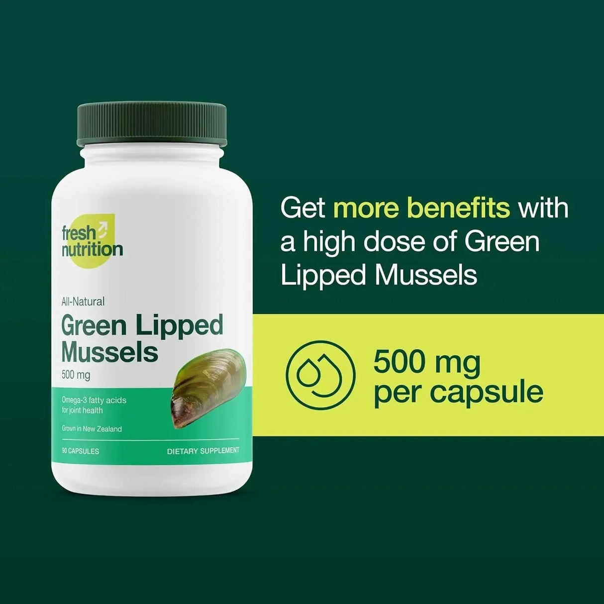 FRESH NUTRITION - Fresh Nutrition Green Lipped Mussel 90 Capsulas - The Red Vitamin MX - Suplementos Alimenticios - {{ shop.shopifyCountryName }}