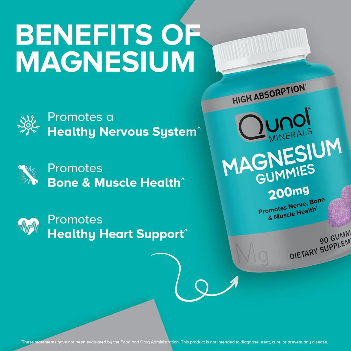 QUNOL - Qunol Magnesium Gummies for Adults 200Mg. 90 Gomitas - The Red Vitamin MX - Suplementos Alimenticios - {{ shop.shopifyCountryName }}