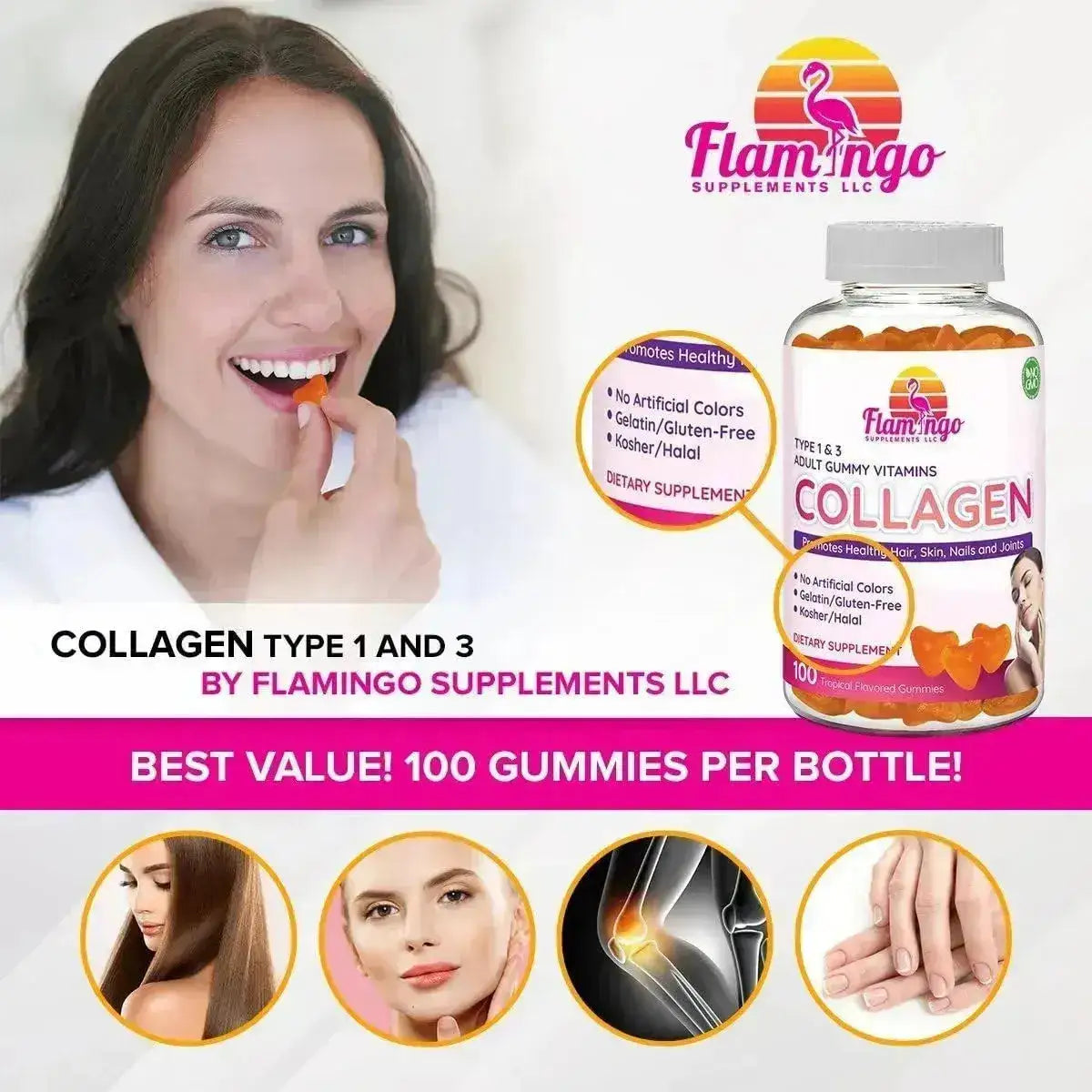 FLAMINGO SUPPLEMENTS - Flamingo Supplements Collagen Gummies 100 Gomitas - The Red Vitamin MX - Suplementos Alimenticios - {{ shop.shopifyCountryName }}