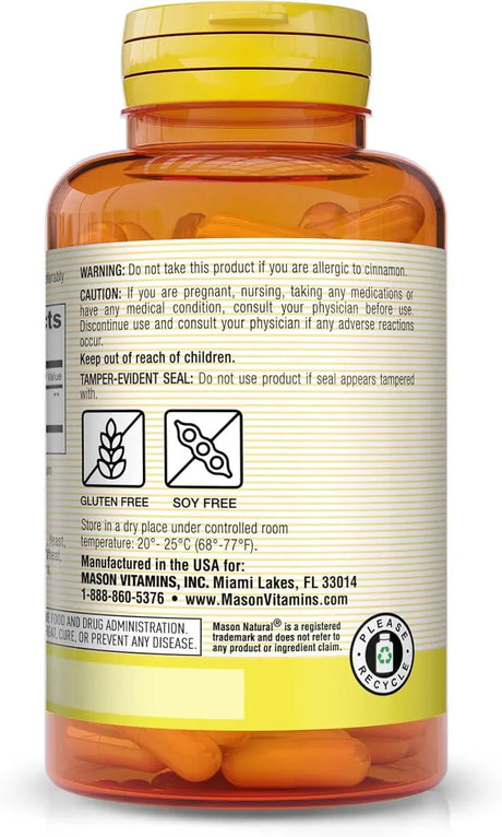 MASON NATURAL - MASON NATURAL Cinnamom 1000Mg. 100 Capsulas - The Red Vitamin MX - Suplementos Alimenticios - {{ shop.shopifyCountryName }}