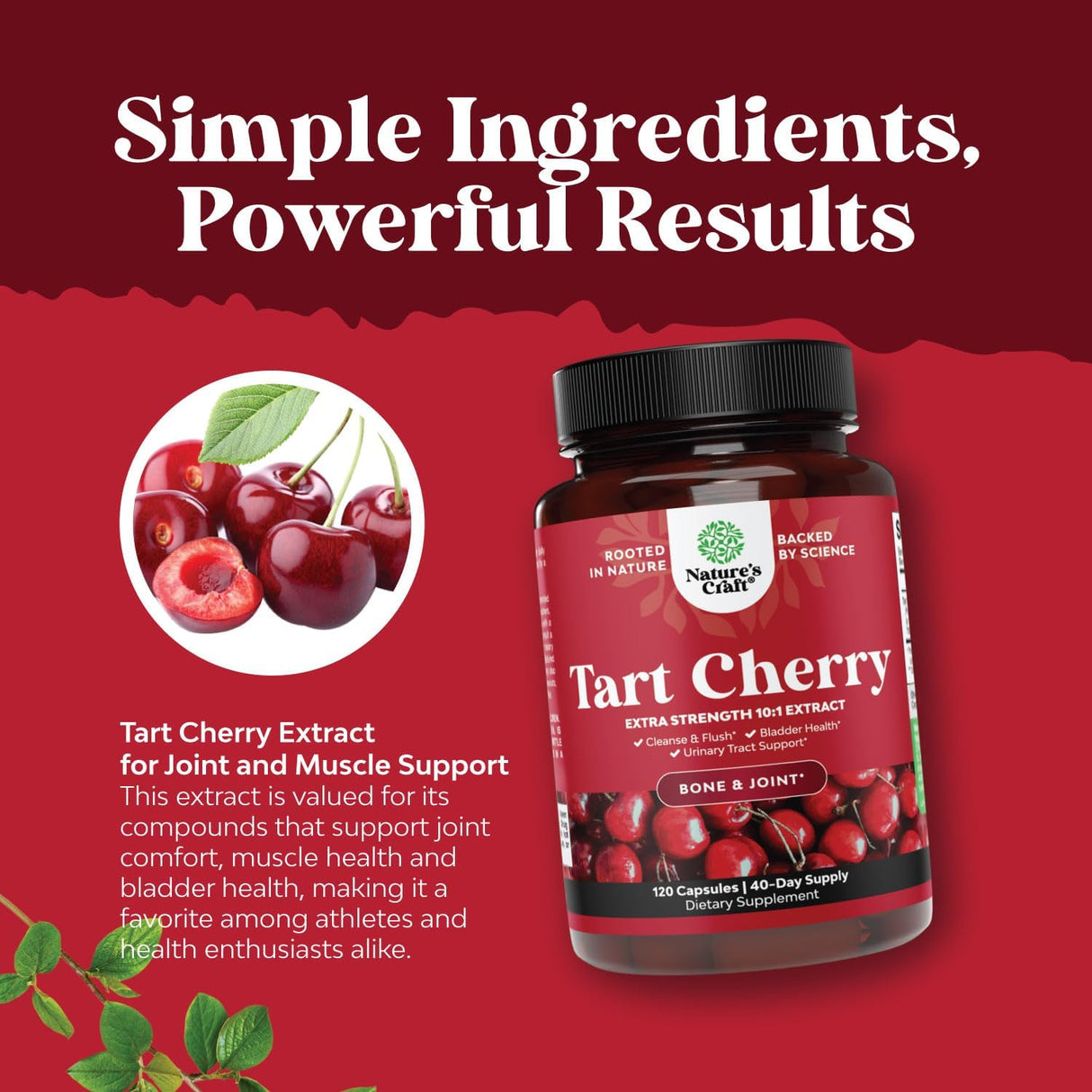 Natures Craft Advanced Tart Cherry Extract 750Mg. 120 Capsulas