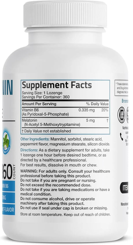 BRONSON - Bronson Melatonin 5Mg. Fast Dissolve Peppermint Tablets 360 Tabletas - The Red Vitamin MX - Suplementos Alimenticios - {{ shop.shopifyCountryName }}