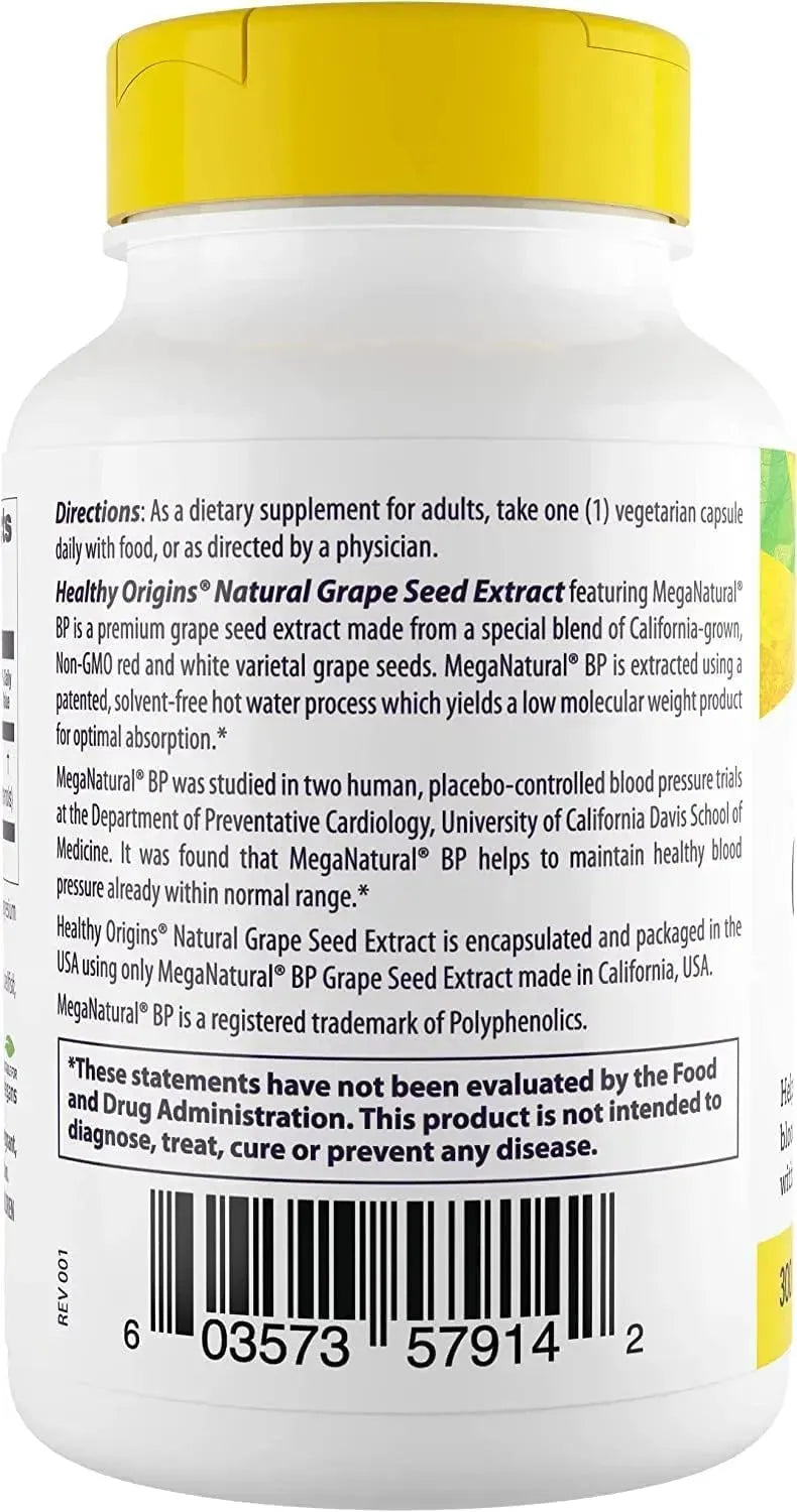 HEALTHY ORIGINS - Healthy Origins MegaNatural BP-Grape Seed Extract 300Mg. 60 Capsulas - The Red Vitamin MX - Suplementos Alimenticios - {{ shop.shopifyCountryName }}