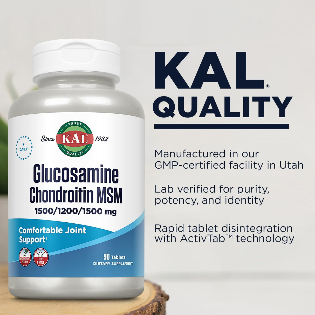 KAL Glucosamine Chondroitin MSM 90 Tabletas