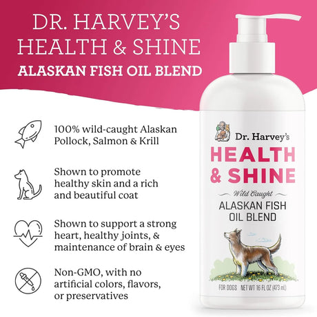 DR. HARVEY'S - Dr. Harvey's Health & Shine Alaskan Fish Oil Blend for Dogs 16 Fl.Oz. - The Red Vitamin MX - Aceite De Pescado Para Perros - {{ shop.shopifyCountryName }}