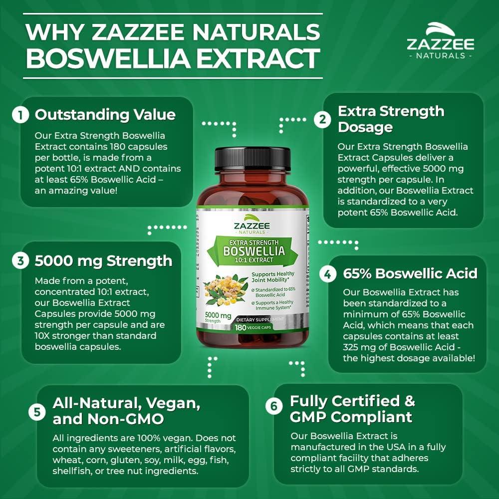 ZAZZEE NATURALS - Zazzee Extra Strength Boswellia Serrata 10:1 Extract 180 Capsulas - The Red Vitamin MX - Suplementos Alimenticios - {{ shop.shopifyCountryName }}