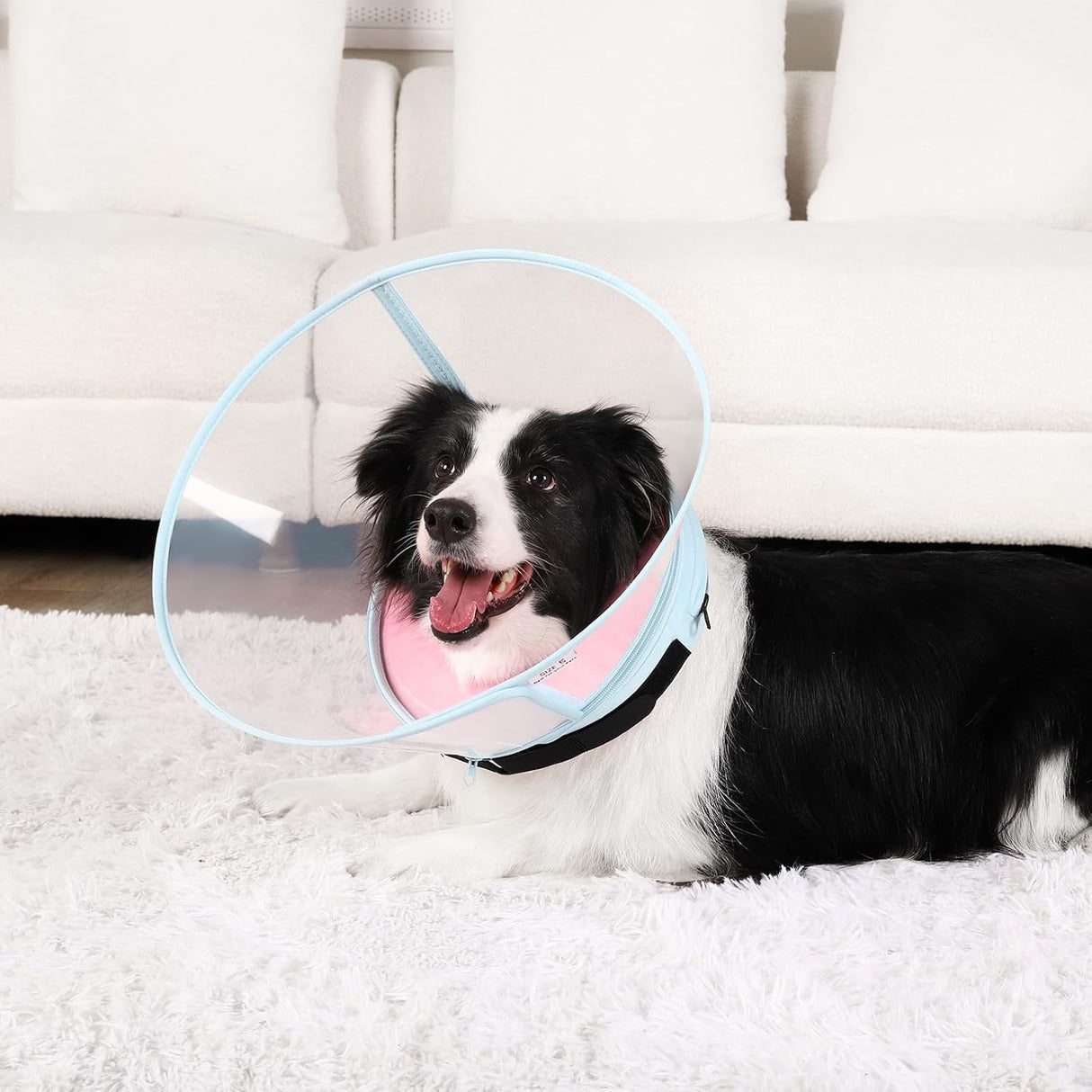 ICOYEA Sponge Core Dog Cone PINK Size 1 Neck: 7.5"- 9.7"