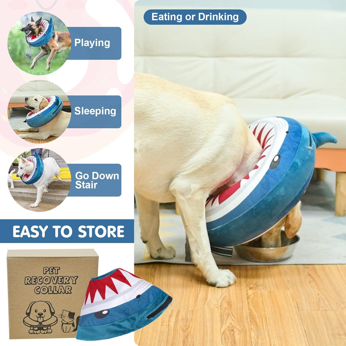 BEAUTYZOO Inflatable Donut Collar SHARK XLARGE
