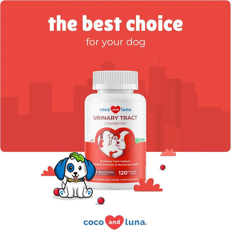 COCO AND LUNA - Coco and Luna Cranberry for Dogs Urinary Tract Support 120 Tabletas - The Red Vitamin MX - Salud De Tracto Urinario Para Perros - {{ shop.shopifyCountryName }}