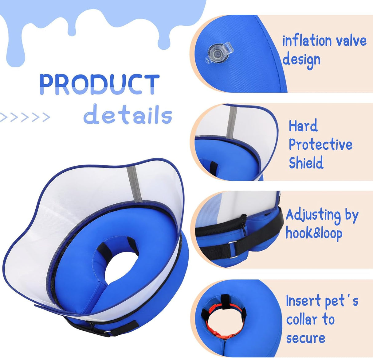 Supet Raised Inflatable Dog Cone Collar SMALL