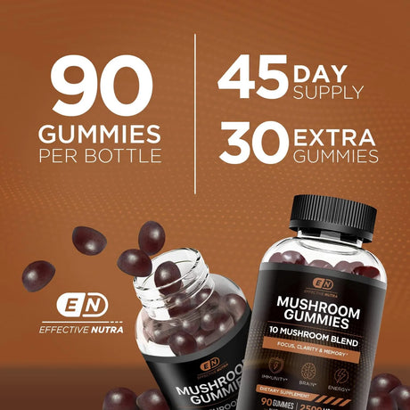 EFFECTIVE NUTRA - EFFECTIVE NUTRA Mushroom Gummies 2500Mg. 10 Blend 90 Gomitas 2 Pack - The Red Vitamin MX - Suplementos Alimenticios - {{ shop.shopifyCountryName }}